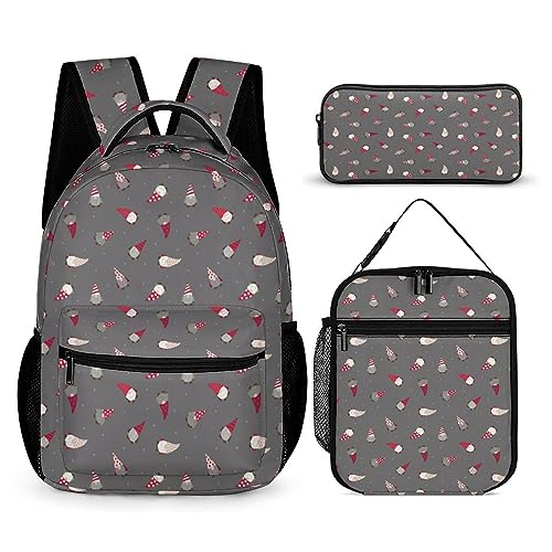 Rucksack-Set im Weihnachtsstil für Kinder, 3-teilig, Teenager, Jungen, Schultasche mit Thermo-Lunchboxen, Stifthalter, Tt-22, Einheitsgröße, Tagesrucksäcke von fifbird