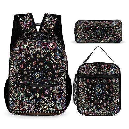 Schulrucksack für Kinder, Federmäppchen, Schultertaschen, Jugendliche, Memphis-Stil, modisch, praktische Büchertasche, geeignet für Jugendliche und Studenten, 3 Stück, Tt-4, Einheitsgröße, Schulrucksack für Kinder, Federmäppchen, Schultertaschen, Jugendliche, Memphis-Stil, modisch, praktische Büchertasche, geeignet für Jugendliche und Studenten, 3 Stück, Tt-4, Einheitsgröße, von fifbird