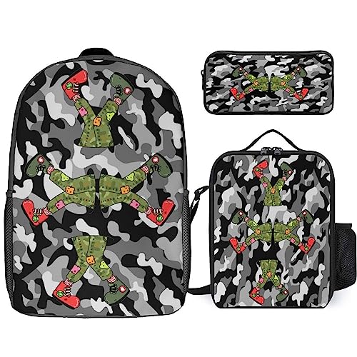 Schultasche mit Blumenmuster, Schulrucksack für Mädchen, Kinder, Jungen, Rucksack, Büchertasche mit Lunchtasche und Federmäppchen für Elementary (3-in-1-Rucksack-Set), Tt-12, Einheitsgröße, von fifbird