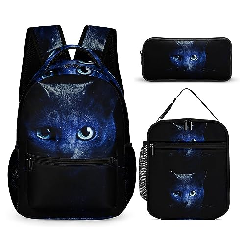 Schultasche mit Tierkatzen, Schulrucksack für Mädchen, Kinder, Jungen, Rucksack, Büchertasche mit Lunchtasche und Federmäppchen für Elementary (3-in-1-Rucksack-Set), Tt-12, Einheitsgröße, von fifbird