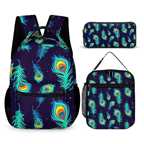 Schultasche mit Tierkatzen, Schulrucksack für Mädchen, Kinder, Jungen, Rucksack, Büchertasche mit Lunchtasche und Federmäppchen für Elementary (3-in-1-Rucksack-Set), Tt-22, Einheitsgröße, von fifbird