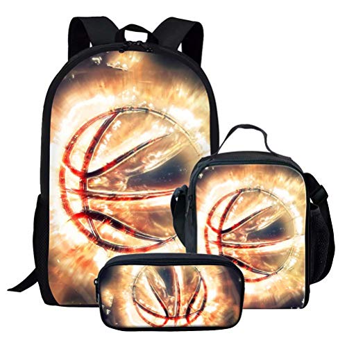 cCool Schulrucksack-Set mit Basketball-Aufdruck, für Kinder, Mädchen, Büchertasche mit Lunchtasche und Federmäppchen, 3-teilig, Basketball-5, Einheitsgröße, Tagesrucksäcke von fifbird