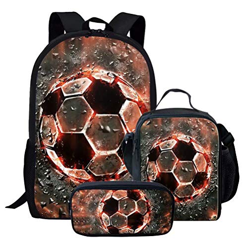 cCool Schulrucksack-Set mit Basketball-Aufdruck, für Kinder, Mädchen, Büchertasche mit Lunchtasche und Federmäppchen, 3-teilig, Fußball-5, Einheitsgröße, Tagesrucksäcke von fifbird