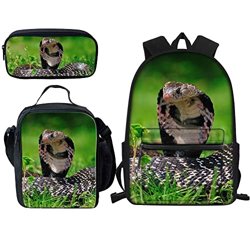 fifbird 3-in-1-Katzen-Rucksack und Lunchtasche-Set für Mädchen, 38,1 cm, niedliches Kätzchen-Büchertaschen-Set, Kawaii-Kätzchen-Rucksack für die Schule, Schlange, Einheitsgröße, Tagesrucksäcke von fifbird