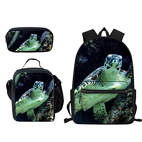 fifbird 3-in-1-Katzen-Rucksack und Lunchtasche-Set für Mädchen, 38,1 cm, niedliches Kätzchen-Büchertaschen-Set, Kawaii-Kätzchen-Rucksack für die Schule, schildkröte, Einheitsgröße, Tagesrucksäcke von fifbird