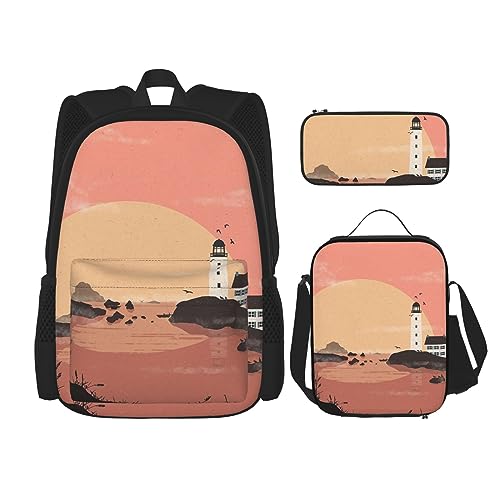 fifbird 3-in-1-Rucksack-Set mit Giraffenmotiv, Herz, Blume, Schmetterling, Schultasche für Kinder, Teenager, Mädchen, Damen, Laptop-Rucksack mit Lunchtasche, Federmäppchen, Multi28, Einheitsgröße, von fifbird