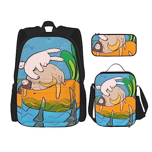 fifbird Böhmischer Stil Rucksack 3-teiliges Schulranzen mit Lunchbox und Federmäppchen Set > Geeignet für Jungen und Mädchen, Multi41, Einheitsgröße, Tagesrucksäcke von fifbird