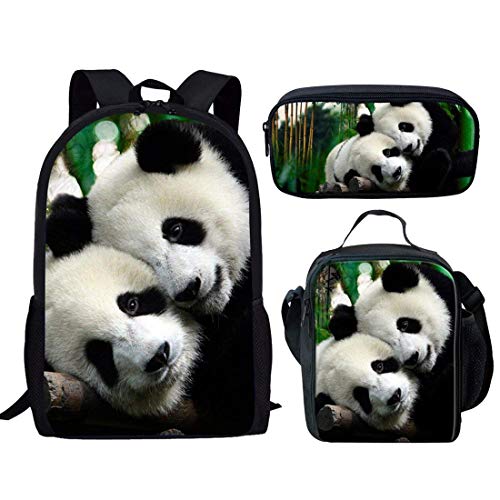 fifbird Coole Dinosaurier f Schulranzen 3er Set Schulrucksack Set Groß Umhängetasche mit Flaschenhalter Lunch Tasche Federmäppchen, panda, Einheitsgröße, Tagesrucksäcke von fifbird