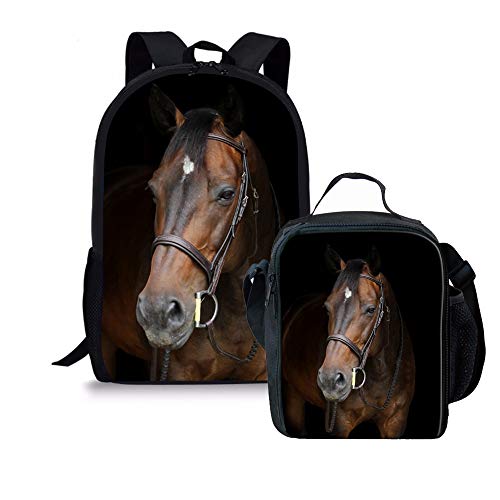 fifbird Cooler Wolf Rucksack, niedlich, für Kinder, Teenager, Jungen, Mädchen, 3-teiliges Schulbüchertaschen-Set, Brown Horse Cg, Einheitsgröße, Tagesrucksäcke von fifbird