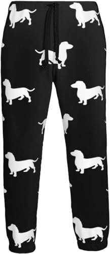 fifbird Dackel Hund Süße Wurst Hund Sweatpants Herren Atmungsaktive Baggy Hose Strapazierfähige Jogginghose XXL, weiß, 34-37 von fifbird