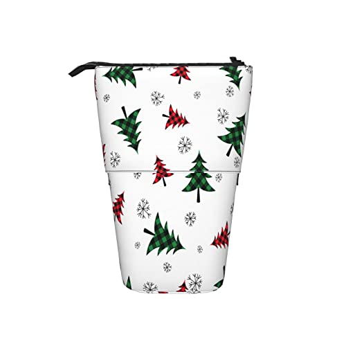 fifbird Federmäppchen, Cartoon-Baum, schwarz, grün, rot, kariert, Bäume, Winter, Schneeflocken, Schreibwaren, Organizer, langlebig, Kosmetiktasche, für Erwachsene, personalisierbar, für die Schule, fifbird Federmäppchen, Cartoon-Baum, schwarz, grün, rot, kariert, Bäume, Winter, Schneeflocken, Schreibwaren, Organizer, langlebig, Kosmetiktasche, für Erwachsene, personalisierbar, für die Schule, von fifbird