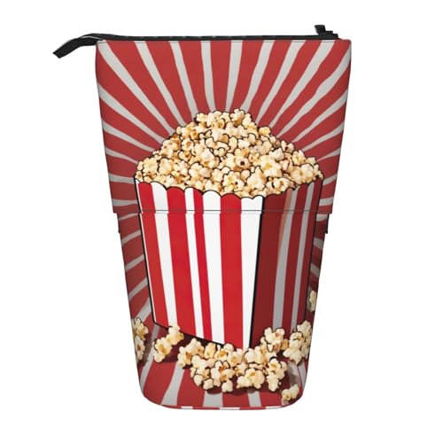 fifbird Federmäppchen mit Uhr-Zahnrad-Aufdruck, Teleskop-Stifttasche, Stehender Stifthalter, Schreibwaren-Aufbewahrungstasche, Popcorn-Druck, Einheitsgröße, Kosmetiktasche von fifbird