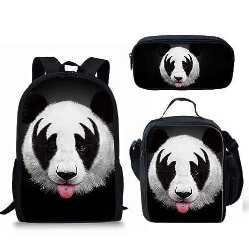 fifbird Kawaii Orange Katzenrucksack-Set für Mädchen Jungen Back to School Katzenrucksack und Lunchbox für Mittelschule Büchertasche, panda, Einheitsgröße, Tagesrucksäcke von fifbird