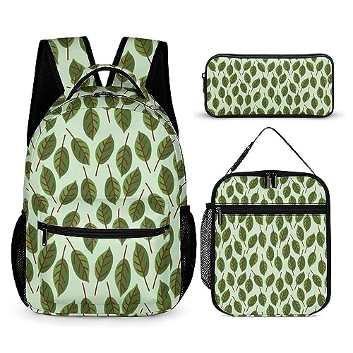 fifbird Kinder Rucksack Federmäppchen Umhängetasche 3er Set Blätter Schule Federmäppchen für Jungen Mädchen Laptop Rucksäcke Büchertaschen Erwachsene Umhängetasche, Tt-20, Einheitsgröße, von fifbird