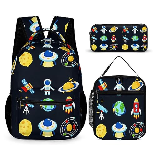 fifbird Kinder Rucksack Federmäppchen Umhängetasche 3er Set Geometrische Quadrat Schule Federmäppchen für Jungen Mädchen Laptop Rucksäcke, Tt-11, Einheitsgröße, Tagesrucksäcke von fifbird