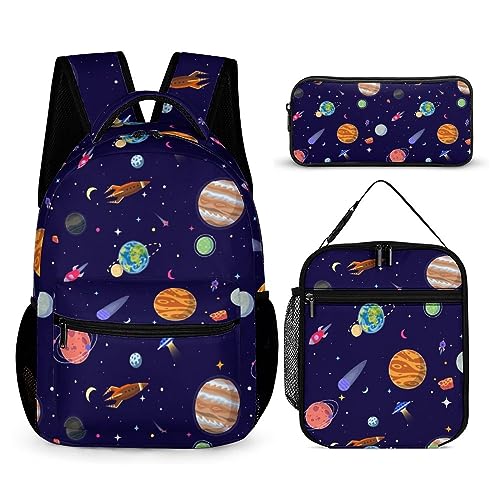 fifbird Kinder Rucksack Federmäppchen Umhängetasche 3er Set Geometrische Quadrat Schule Federmäppchen für Jungen Mädchen Laptop Rucksäcke, Tt-19, Einheitsgröße, Tagesrucksäcke von fifbird