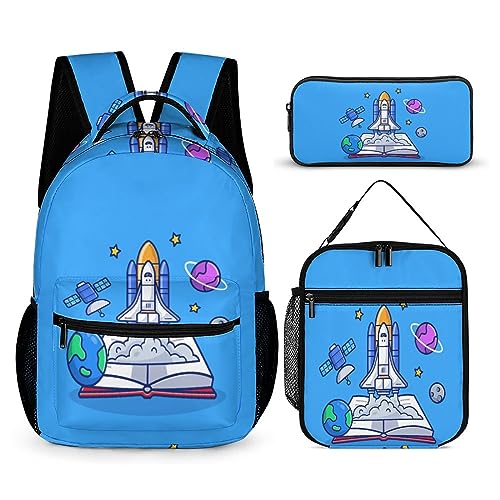 fifbird Kinder Rucksack Federmäppchen Umhängetasche 3er Set Geometrische Quadrat Schule Federmäppchen für Jungen Mädchen Laptop Rucksäcke, Tt-7, Einheitsgröße, Tagesrucksäcke von fifbird