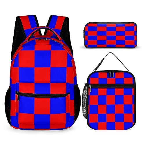 fifbird Kinder Rucksack Federmäppchen Umhängetasche 3er Set Geometrische Quadrat Schule Federmäppchen für Jungen Mädchen Laptop Rucksäcke Büchertaschen Erwachsene Umhängetasche, Tt-2, Einheitsgröße, von fifbird