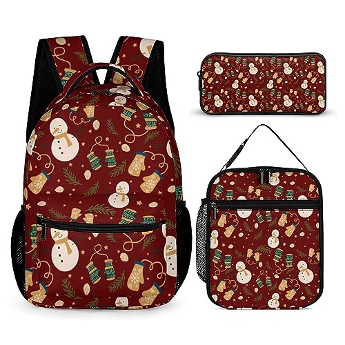 fifbird Kinder Rucksack Federmäppchen Umhängetasche 3er Set Weihnachten Stil Schule Federmäppchen für Jungen Mädchen Laptop Rucksäcke Büchertaschen Erwachsene Umhängetasche, Tt-22, Einheitsgröße, von fifbird