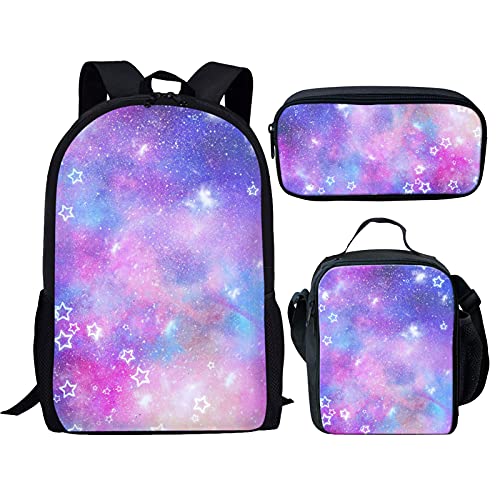 fifbird Kinder-Rucksack mit Lunchbox, Jungen-Rucksack, Tiger-Druck, Schultasche, 3-teiliges Set, Kinder-Büchertasche/Lunch-Tasche, Federmäppchen, Schreibwaren, Neuartige Galaxie, Einheitsgröße, von fifbird