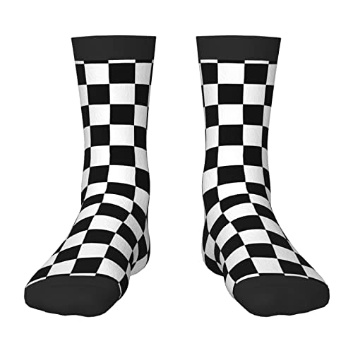 fifbird Kniestrümpfe mit lustigem 3D-Druck, Schwarz und Weiß, kariert, farblich passend, Crew-Socken, siehe abbildung, One size von fifbird
