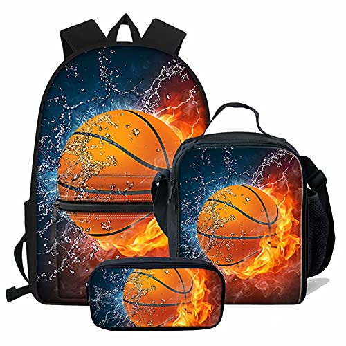 fifbird Lightning Fire Fußball-Rucksack für Jungen, Schultaschen, einzigartige Fußballtasche + Stifttasche + Lunchbox, 3 Sets, Lightning Fire, Einheitsgröße, Tagesrucksäcke von fifbird