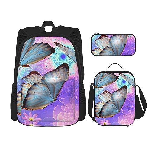 fifbird Lustiger Rucksack mit afrikanischem Sonnenuntergang, 3-in-1, Kinder-Schultasche für Teenager, Mädchen, Damen, Laptop-Rucksack mit Lunchtasche, Federmäppchen, Mehrfarbig1, Einheitsgröße, von fifbird