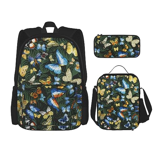 fifbird Lustiger Rucksack mit afrikanischem Sonnenuntergang, 3-in-1, Kinder-Schultasche für Teenager, Mädchen, Damen, Laptop-Rucksack mit Lunchtasche, Federmäppchen, Multi3, Einheitsgröße, von fifbird