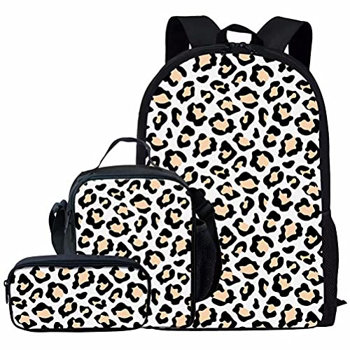 fifbird Rucksack für Jungen und Mädchen, Set mit 3 Schultaschen, isoliertes Federmäppchen, Weißer Leopard S, Einheitsgröße, Tagesrucksäcke von fifbird