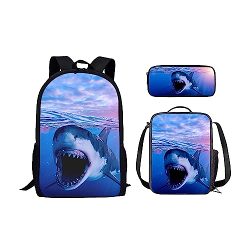 fifbird Schulrucksack-Set für Mädchen mit cooler Tier-Grafik, lässiger Büchertasche mit Lunchtasche und Stifttasche, Wolken, Einheitsgröße, Tagesrucksäcke von fifbird