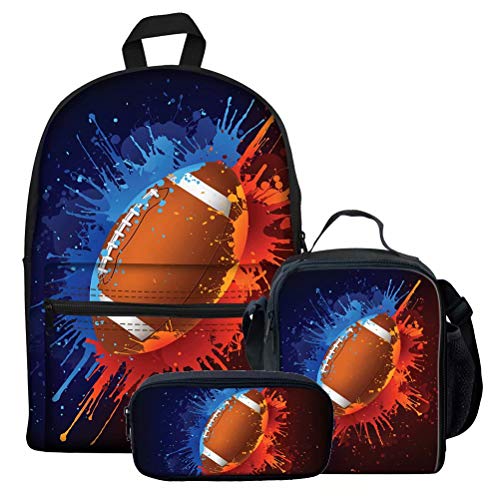 fifbird Schulrucksack für Jungen und Mädchen, Grundschultasche, coole Rugby-Büchertasche mit Lunchtasche, klein, leicht, für Damen und Herren, lässiger Tagesrucksack aus Segeltuch, Muster: 28 (3 von fifbird