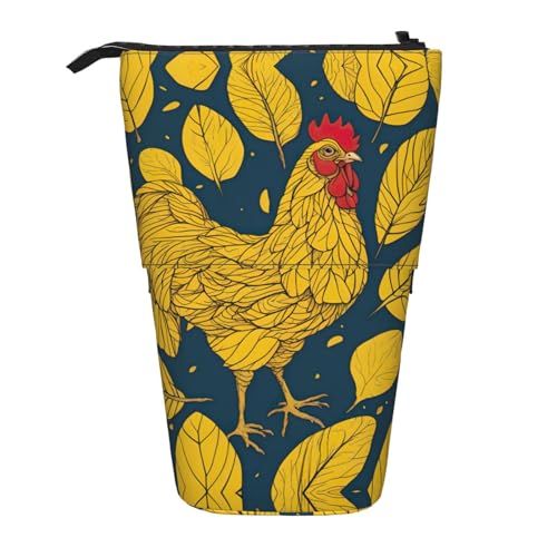 fifbird Schwarze Lilienblöcke, niedlicher Teleskophalter, Pop-Up-Schreibwaren-Etui, ideal als Weihnachts- und Neujahrsgeschenk, Gelbe Blätter Küken, Einheitsgröße, Kosmetiktasche von fifbird