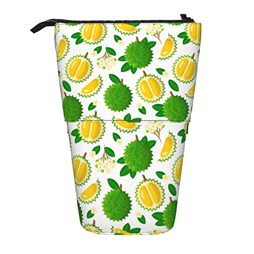 fifbird Stand Up Pencil Holder Fruit of Durian and Leaves Pattern Telescopic Pencil Case Lightweight Cosmetics Pouch Print Pen Case for Students Girls, merhfarbig, Einheitsgröße, von fifbird
