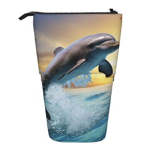 fifbird Stehendes Federmäppchen mit Delfin-Motiv, niedliche Stifttasche, Teleskop-Schreibwaren-Tasche, Make-up-Kosmetiktasche für Damen, Büro, mehrfarbig, Einheitsgröße, Kosmetiktasche fifbird Stehendes Federmäppchen mit Delfin-Motiv, niedliche Stifttasche, Teleskop-Schreibwaren-Tasche, Make-up-Kosmetiktasche für Damen, Büro, mehrfarbig, Einheitsgröße, Kosmetiktasche von fifbird