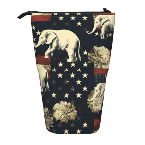 fifbird Stehendes Federmäppchen mit Flagge und Elefant, niedliche Stifttasche, Teleskop-Schreibwaren-Tasche, Make-up-Kosmetiktasche für Damen, Büro, mehrfarbig, Einheitsgröße, Kosmetiktasche fifbird Stehendes Federmäppchen mit Flagge und Elefant, niedliche Stifttasche, Teleskop-Schreibwaren-Tasche, Make-up-Kosmetiktasche für Damen, Büro, mehrfarbig, Einheitsgröße, Kosmetiktasche von fifbird