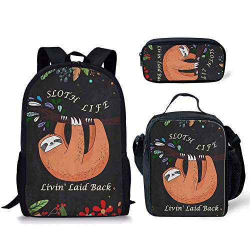 fifbird Süßes Hunde-Rucksack-Set, 3-teilig, Lunch-Tasche, Federmäppchen, Schulanzug, für Schüler, Kinder, Faultier auf Baum, Einheitsgröße, Tagesrucksäcke von fifbird