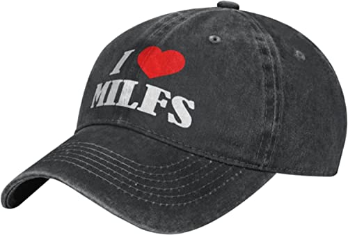 fifbird Unisex Cowboy-Baseballkappe I Love Milfs Funny I Heart Milfs verstellbare Trucker Cap Baseball Cap, Schwarz , Einheitsgröße von fifbird