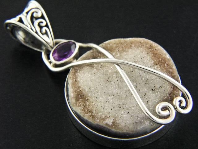 1 1/4 "Wunderschöner Druzy Drusy %26 Amethyst Edelstein 925 Sterling Silber Anhänger von fifirosedesigns