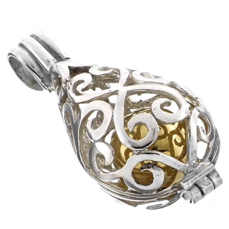 1 1/8 "Teardrop Harmony Bali Chime 925 Sterling Silber Fob Medaillon Anhänger von fifirosedesigns