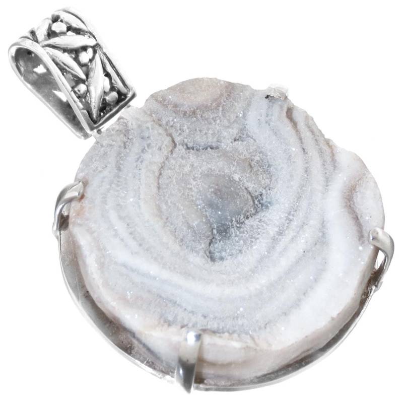 1 5/8 "Runder Rosette Chalcedon Druzy Drusy 925 Sterling Silber Anhänger von fifirosedesigns