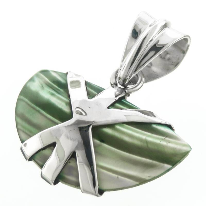 1" Grüner Perlmuttturbo Shell 925 Sterling Silber Anhänger von fifirosedesigns