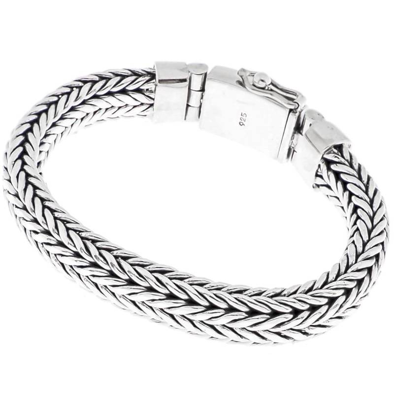 10 Mm Herren Geflochtene Bali Handgemachte Kette 925 Sterling Silber Armband, 7-9.5 " von fifirosedesigns
