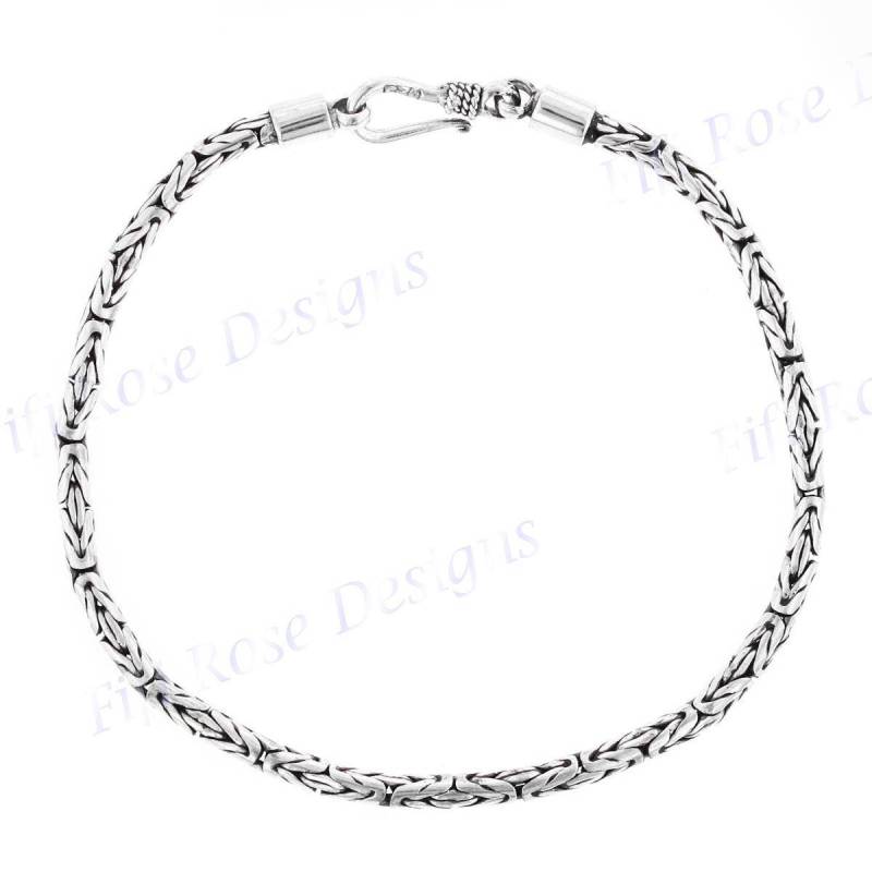 2, 5 Mm Byzantiner Bali Handmade 925 Sterling Silber Kette Charms Fußkettchen Armband, 5-9.5" von fifirosedesigns