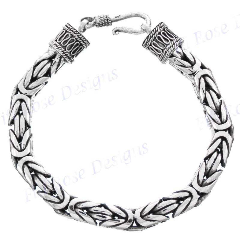 7 Mm Bold Herren Byzantinerkette Bali Handmade 925 Sterling Silber Armband von fifirosedesigns