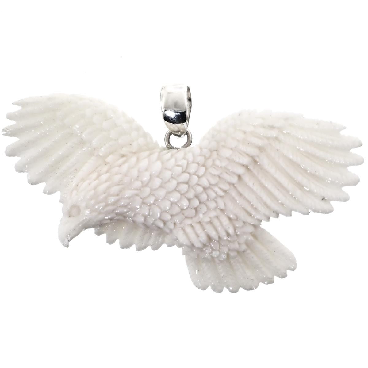 Hand Carving Fliegen Adler Bison Knochen 925 Sterling Silber Anhänger von fifirosedesigns