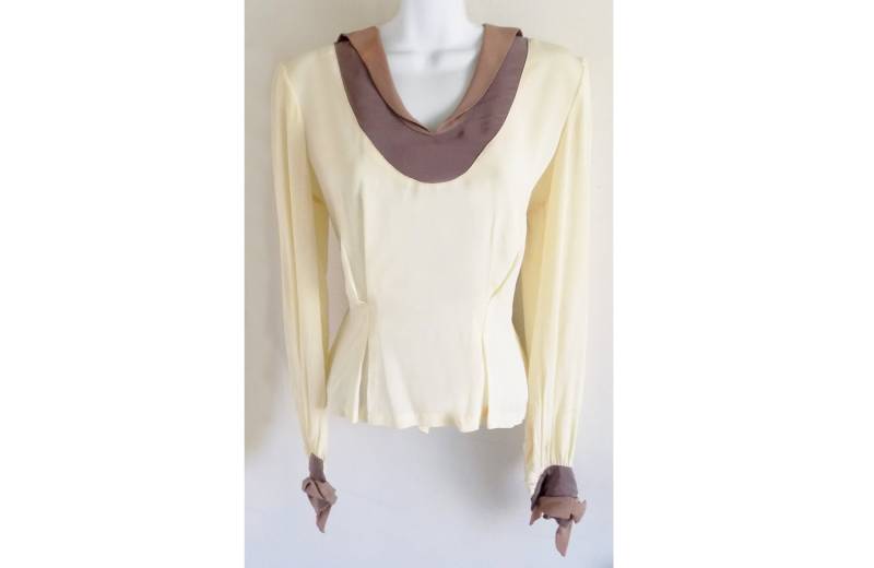 1930Er Jahre Damenbluse Von Jane Compton/Überzogene Knöpfe Dreifarbig Jean Harlow von fifisfinds