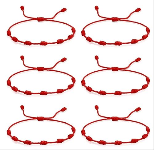 filheraze 10 Stück Rot Seil Armband, Bracelets Rouges à 7 Nœuds pour Couples, Viel Glück für Damen Herren Paare Mutter Tochter, Handgefertigte Freundschaftsarmbänder Verstellbar Schutzamulett Geschenk von filheraze