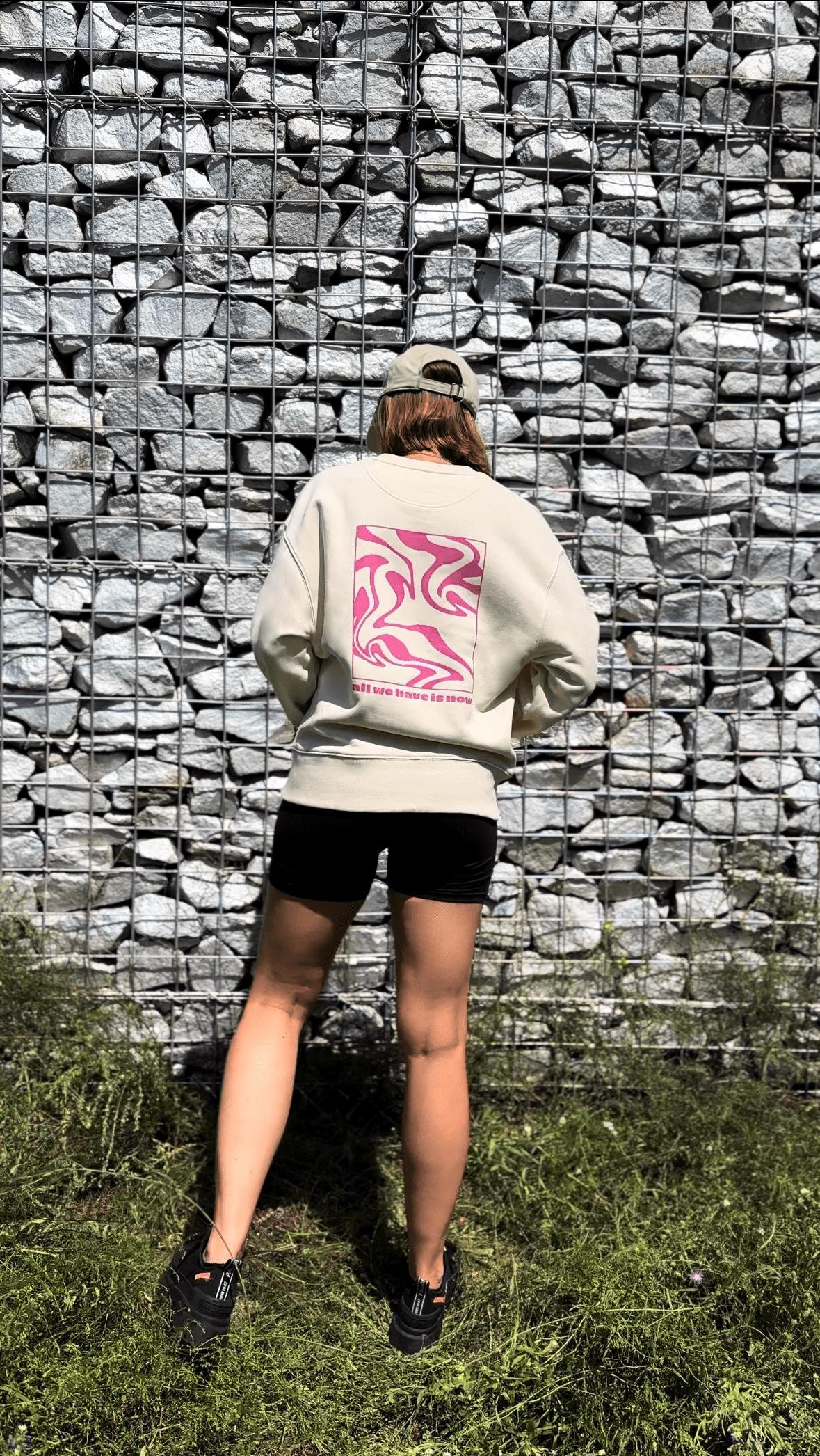 Oversized Statement Sweatshirt | All We Have Is Now Flowing Back Print Organic Cotton Relaxed Fit Unisex Oversized Statement Sweatshirt | All We Have Is Now Flowing Back Print Organic Cotton Relaxed Fit Unisex von fillthevoidwithcolor
