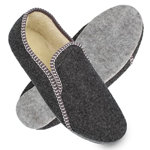 filsko® Balk - Filzpantoffeln - Filzhauschuhe gefüttert mit Schafwolle - warm & bequem - leise - Fersenschutz - grau - 40 EU von filsko