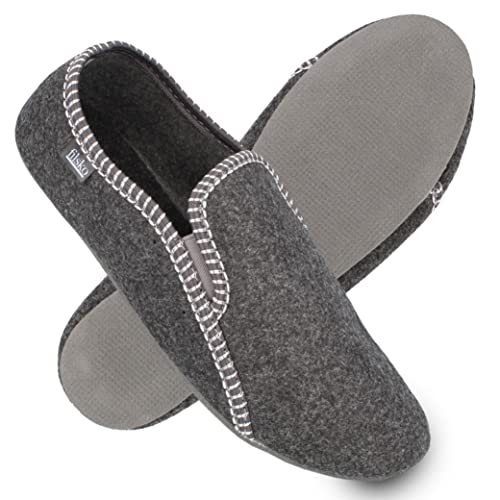 filsko® Balk - Filzpantoffeln mit Gummisohle - Filzhauschuhe stabiler Sitz - warm & bequem - Fersenschutz - grau - 41 EU von filsko